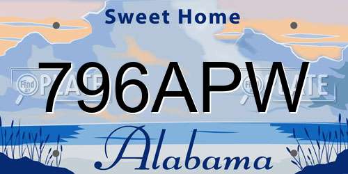 796APW Alabama License Plate