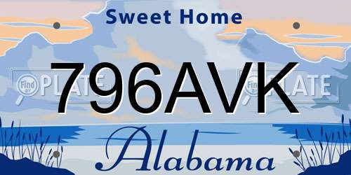 796AVK Alabama License Plate