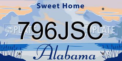 796JSC Alabama License Plate