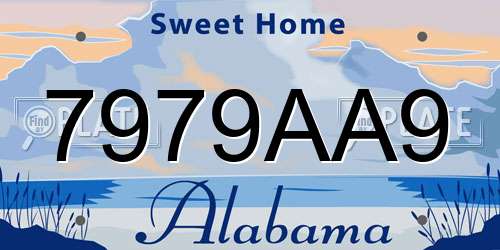 7979AA9 Alabama License Plate