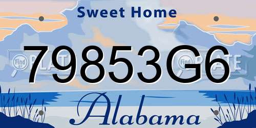 79853G6 Alabama License Plate