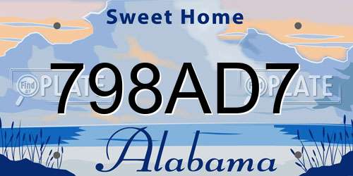 798AD7 Alabama License Plate
