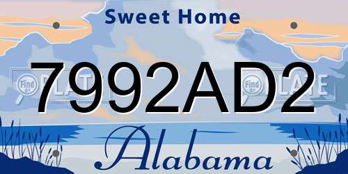 7992AD2 Alabama License Plate