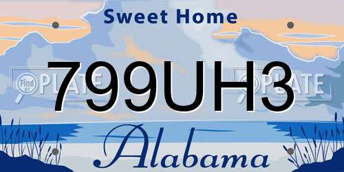 799UH3 Alabama License Plate