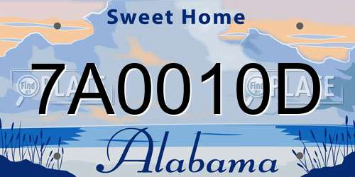 7A0010D Alabama License Plate