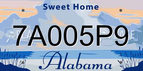 7A005P9 Alabama License Plate