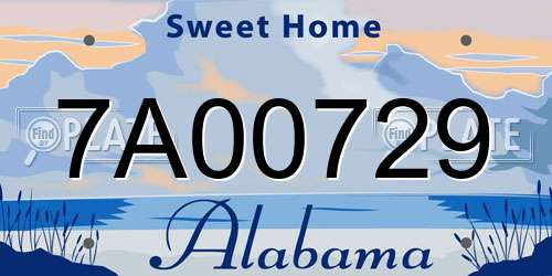 7A00729 Alabama License Plate