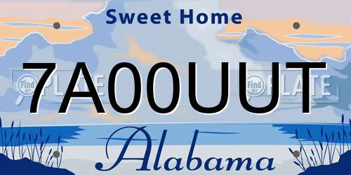 7A00UUT Alabama License Plate