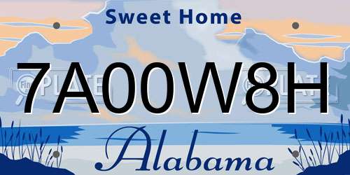 7A00W8H Alabama License Plate