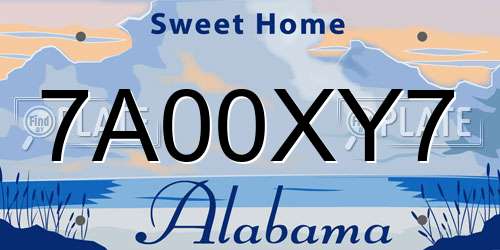 7A00XY7 Alabama License Plate