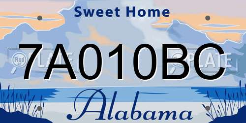 7A010BC Alabama License Plate