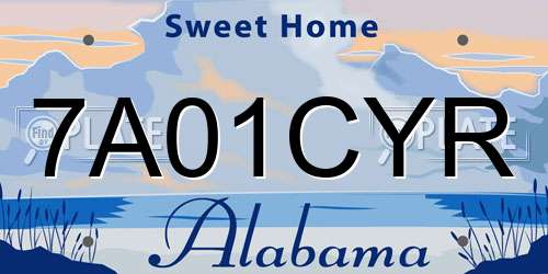 7A01CYR Alabama License Plate