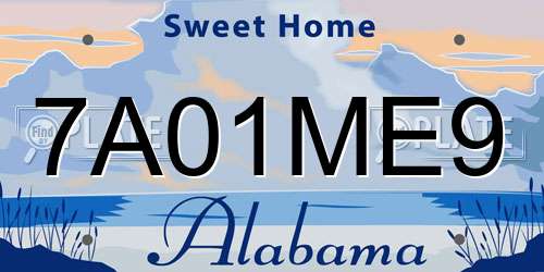 7A01ME9 Alabama License Plate