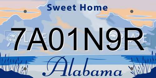 7A01N9R Alabama License Plate