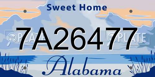 7A26477 Alabama License Plate