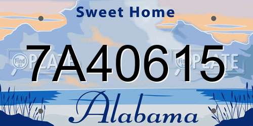 7A40615 Alabama License Plate