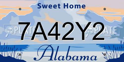 7A42Y2 Alabama License Plate