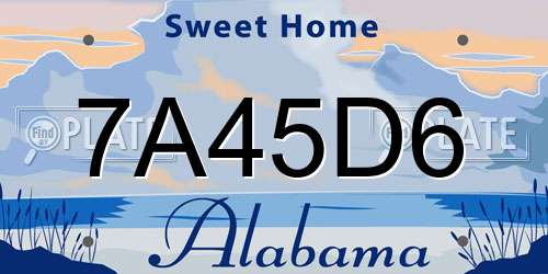7A45D6 Alabama License Plate