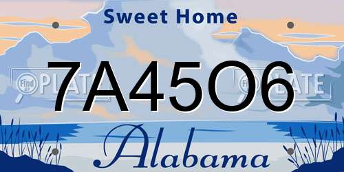 7A45O6 Alabama License Plate