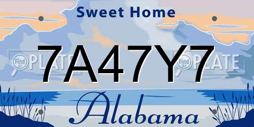 7A47Y7 Alabama License Plate