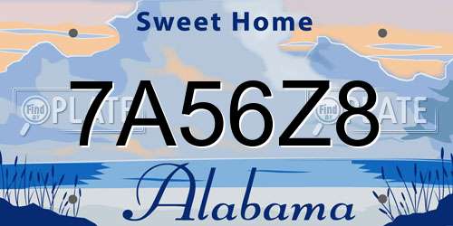 7A56Z8 Alabama License Plate