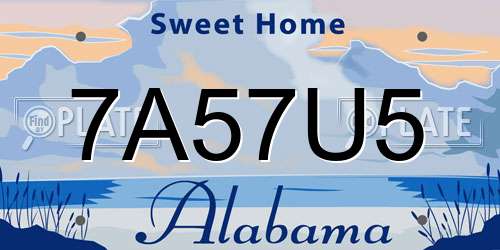 7A57U5 Alabama License Plate
