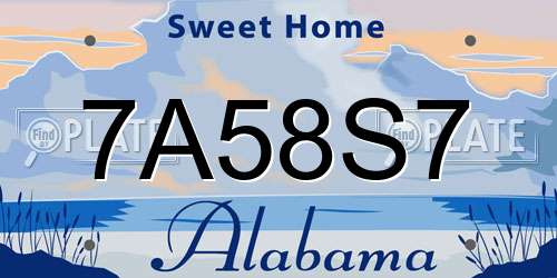 7A58S7 Alabama License Plate