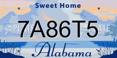 7A86T5 Alabama License Plate