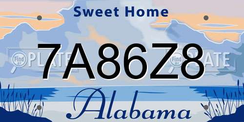 7A86Z8 Alabama License Plate