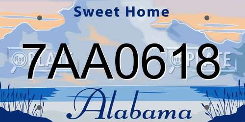 7AA0618 Alabama License Plate