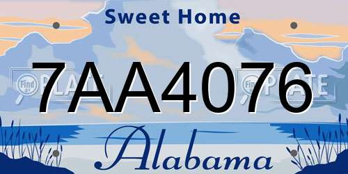 7AA4076 Alabama License Plate