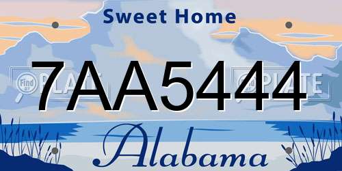 7AA5444 Alabama License Plate