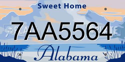 7AA5564 Alabama License Plate