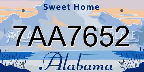 7AA7652 Alabama License Plate