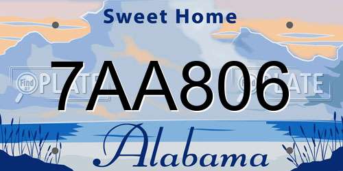 7AA806 Alabama License Plate