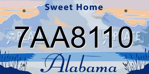 7AA8110 Alabama License Plate