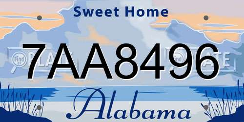 7AA8496 Alabama License Plate
