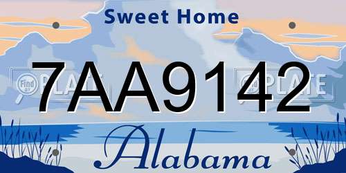 7AA9142 Alabama License Plate