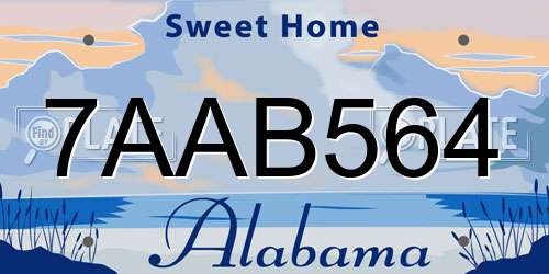 7AAB564 Alabama License Plate