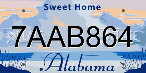 7AAB864 Alabama License Plate