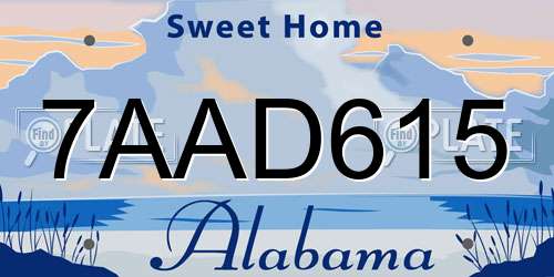 7AAD615 Alabama License Plate