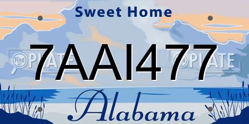 7AAI477 Alabama License Plate