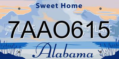 7AAO615 Alabama License Plate