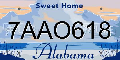 7AAO618 Alabama License Plate