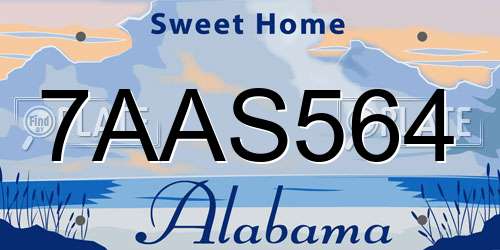 7AAS564 Alabama License Plate