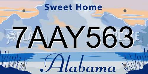 7AAY563 Alabama License Plate