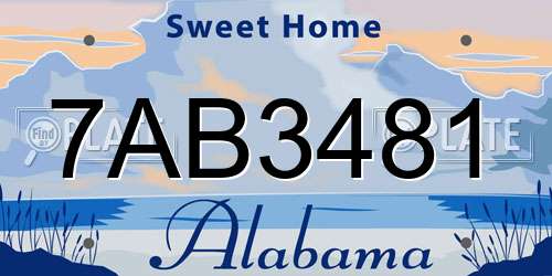 7AB3481 Alabama License Plate