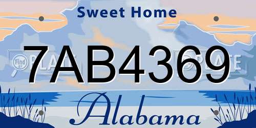 7AB4369 Alabama License Plate