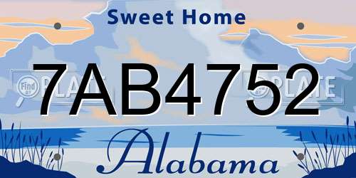 7AB4752 Alabama License Plate