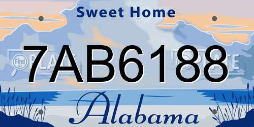 7AB6188 Alabama License Plate